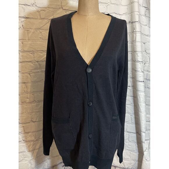 Mens Quick Silver Cardigan Sweater Blue Size 2‎ Large Pockets - Picture 1 of 8